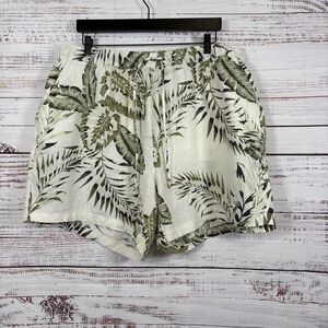 C&C  California Green Leaf Print Linen Shorts